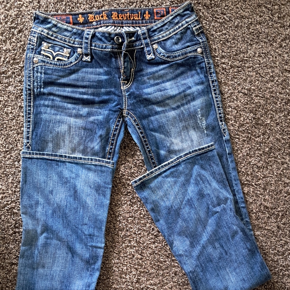 Rock Revival, cool, new, blue, sexy jeans 27 x 32.